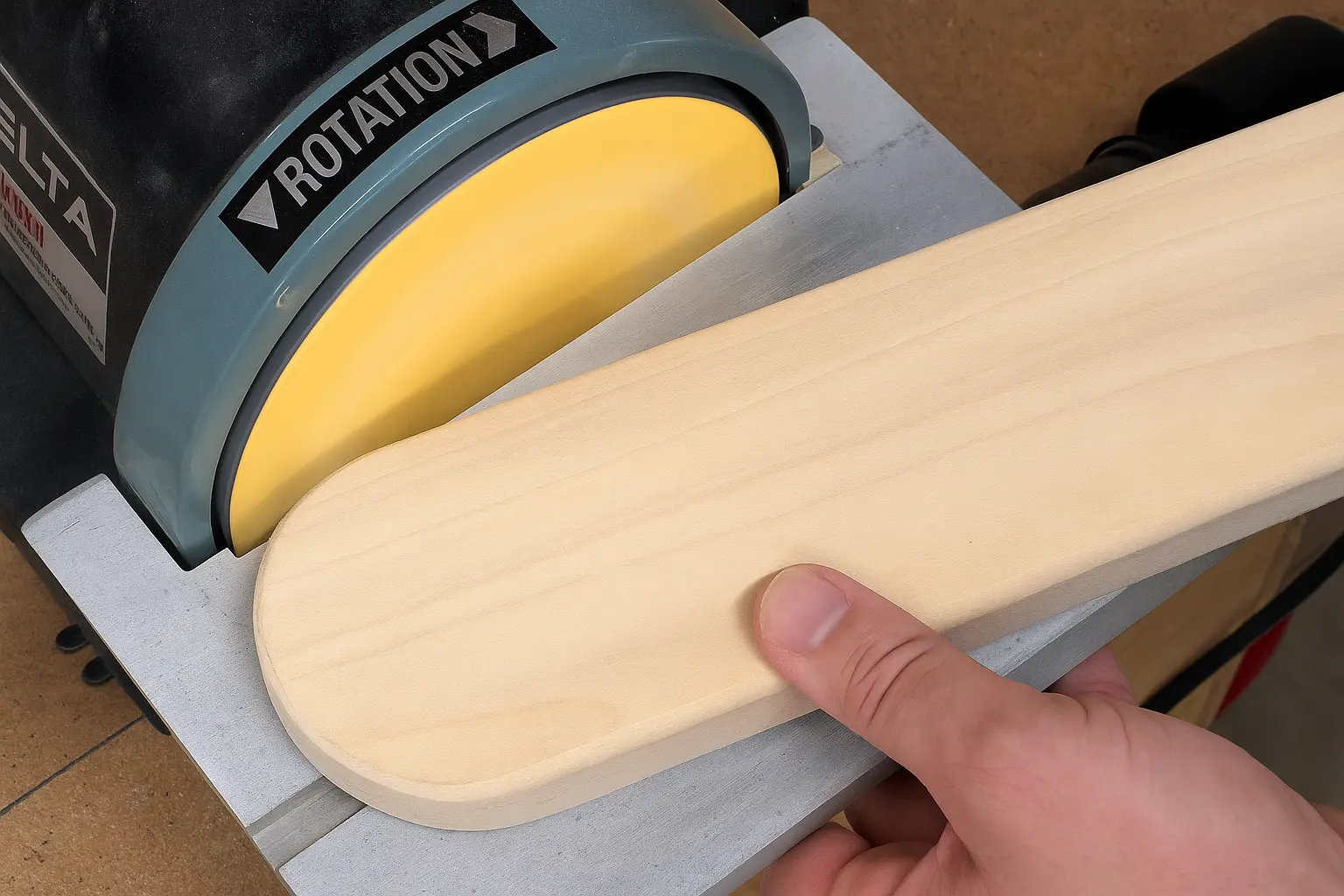 Smoothing ends with disc sander